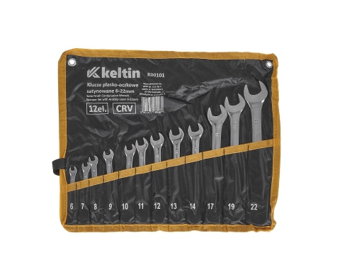 Klucze płasko-oczkowe satynowane 6-22mm 12el. CRV (20)