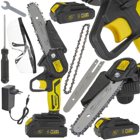 Piła łańcuchowa akumulatorowa w walizce 2x2.0Ah 21V - zestaw XXL (10)
