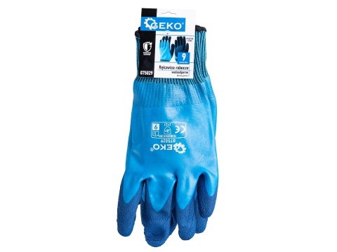 Rękawice robocze wodoodporne r. 9 /poliester - lateks/ (12/120)