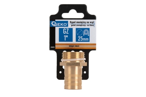 Nypel mosięzny na wąż 25mm - gwint zewnętrzny 1" - na klucz (250)