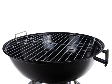 Grill węglowy okrągły z pokrywą i pokrowcem - ruszt średnica 39cm (1)