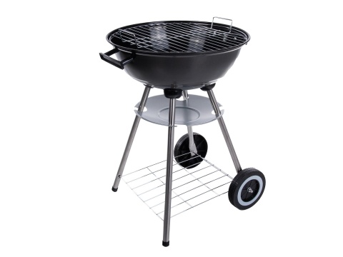 Grill węglowy okrągły z pokrywą i pokrowcem - ruszt średnica 39cm (1)