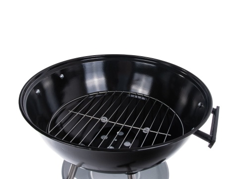Grill węglowy okrągły z pokrywą i pokrowcem - ruszt średnica 39cm (1)