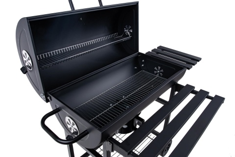 Grill węglowy typu beczka z pokrywą - ruszt 71x35cm (1)