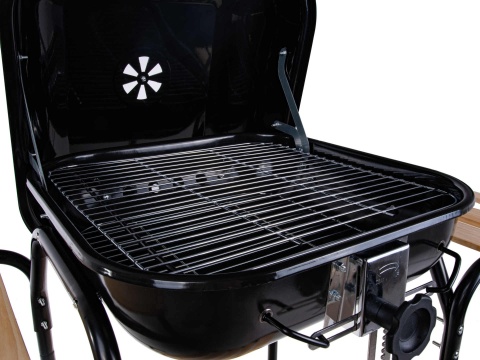 Grill węglowy z pokrywą i regulacją rusztu - ruszt 40x40cm (1)