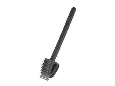 Szczotka druciana ze skrobakiem i gąbką 3w1 - do czyszczenia grilla (50/60)