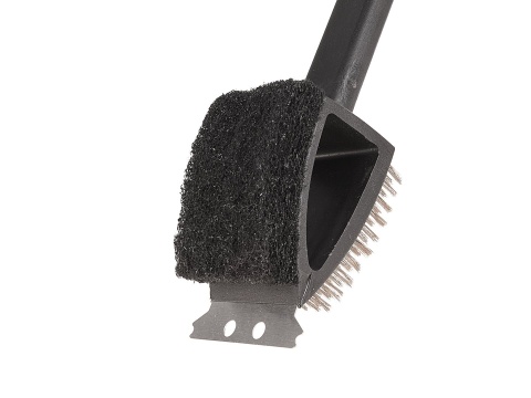 Szczotka druciana ze skrobakiem i gąbką 3w1 - do czyszczenia grilla (50/60)