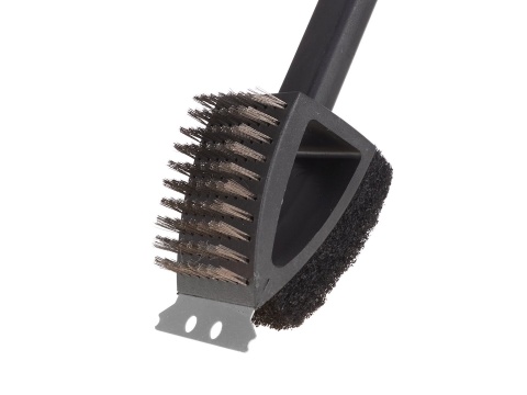 Szczotka druciana ze skrobakiem i gąbką 3w1 - do czyszczenia grilla (50/60)