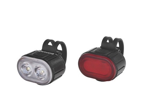 Wodoodporna lampka rowerowa USB IPX4 - zestaw przód + tył (120)