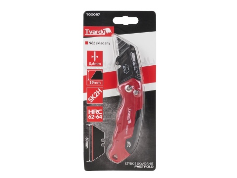 Nożyk składany FASTFOLD z ostrzem trapezowym 60x19x0.6mm SK2H TVARDY (10/60)