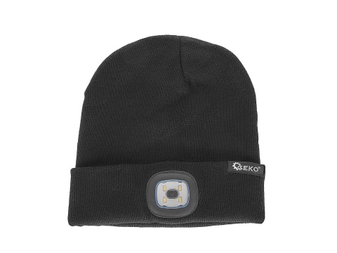 Czapka zimowa akumulatorowa z lampką LED (czarna) (100)