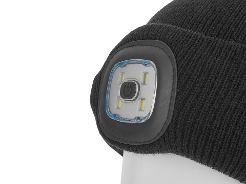 Czapka zimowa akumulatorowa z lampką LED (czarna) (100)