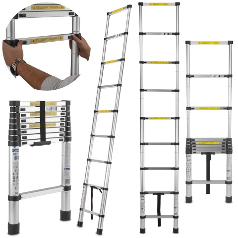 Drabina teleskopowa aluminiowa 2,6m 150kg (1)