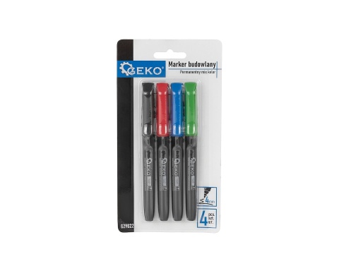 Marker budowlany permanentny mix kolor gruby - zestaw 4 szt (12/144)
