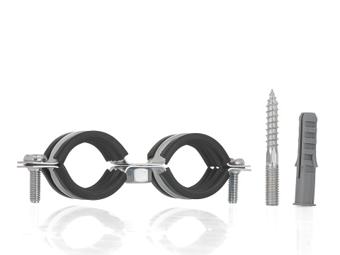 Obejma metalowa z gumą do rur podwójna 3/4" 26-30mm (200)