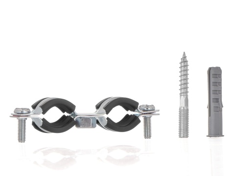 Obejma metalowa z gumą do rur podwójna 3/8" 15-19mm (200)