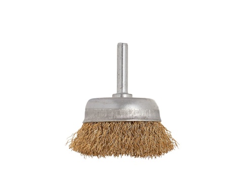 Szczotka druciana czołowa,mosiężna 50mm z trzpieniem (100)