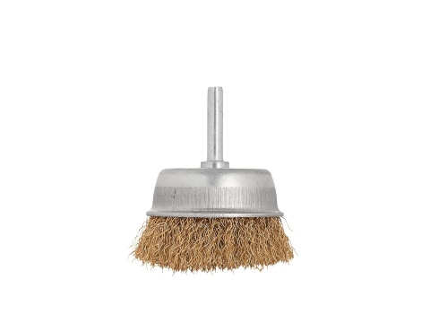 Szczotka druciana czołowa,mosiężna 60mm z trzpieniem (100)