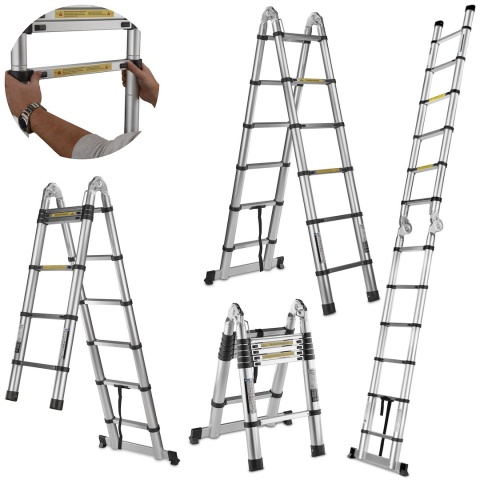 Drabina teleskopowa aluminiowa przegubowa 3,8m 150kg (1)