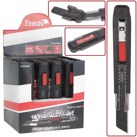 Nożyk do tapet 100x18x0.5mm SK2H TVARDY - kartonik wystawowy (24/144)