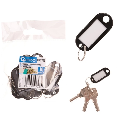 Zawieszki - identyfikatory do kluczy czarne 10el. (200)
