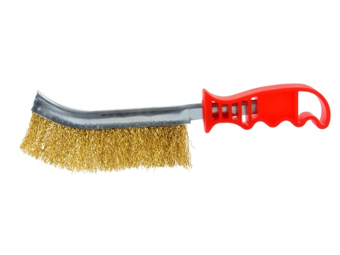Szczotka druciana mosiężna rączka plast. (120)