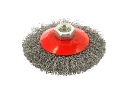 Szczotka druciana obrot.boczna 100mm M14 drut karbowany stalowy (60)