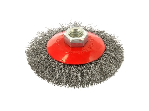 Szczotka druciana obrot.boczna 100mm M14 drut karbowany stalowy (60)