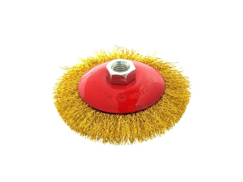 Szczotka druciana obrot.boczna 115mm mosiądz M14(100)