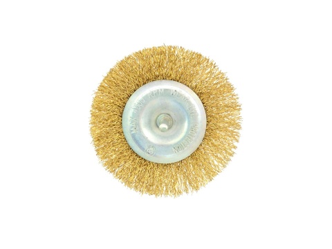 Szczotka druciana tarcz. mosiądz 100mm z trzpieniem (10/120)