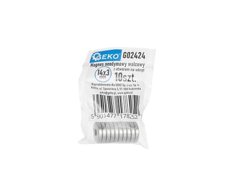 Magnes neodymowy walcowy z otworem na wkręt 14x3mm (10)