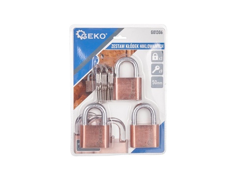 Zestaw kłódek niklowanych w systemie jednego klucza 50mm 3el.(10)