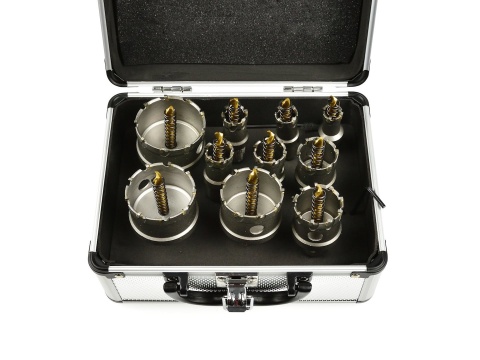 Kpl. otwornic widiowych do metalu z wiertłem tytanowym 10szt. 16-53mm (10)