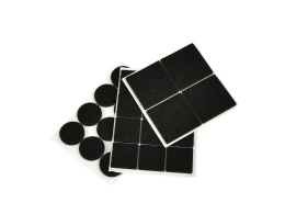 Podkładki filcowe pod meble zestaw (czarne) - okrągłe 25mm i prostokątne 25x25mm + 40x40mm 28szt.(25/250)