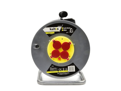 Przedłużacz elektryczny bębnowy metalowy 3x2,5mm 50m (2)