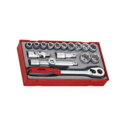 Teng Tools 18-elementowy zestaw kluczy nasadowych. Z chwytem kwadratowym 1/2
