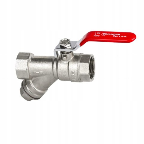 Zawór kulowy w/w 3/4" z filtrem skośnym