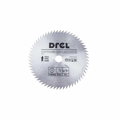 Drel Tarcza piła do cięcia drewna 250x30mm 60T CON-TCV-2506