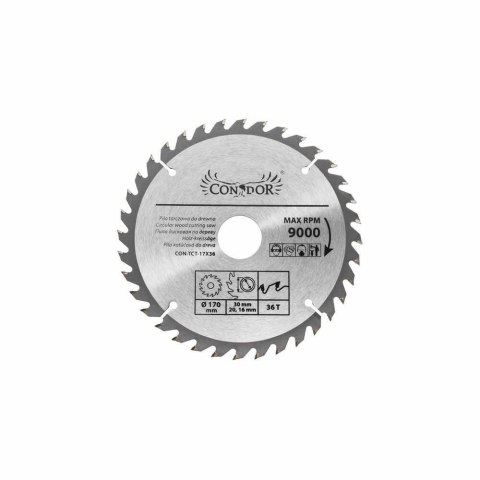 Drel Tarcza piła widiowa do drewna 170x20mm 36T CON-TCT-1703