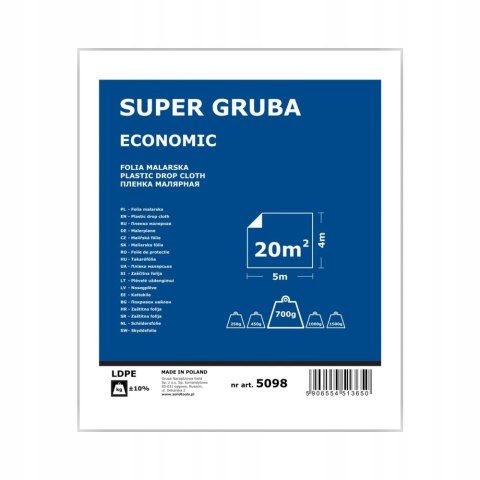 Solid Folia malarska czarna SUPER GRUBA 4x5m