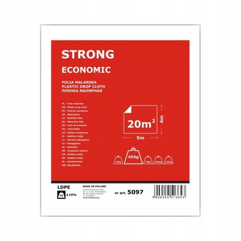 Solid Folia malarska czarna STRONG ECONOMY 4x5m