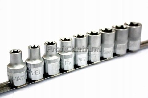 Jonnesway Zestaw kluczy nasadowych torx E 9szt 1/2