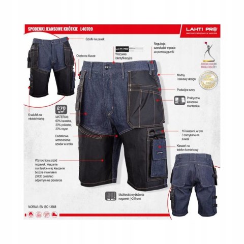 Lahti Pro Spodenki jeansowe wzmonione krótkie 3XL