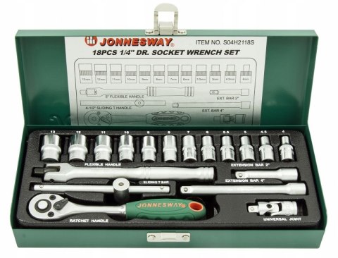 Jonnesway Zestaw kluczy nasadowych 1/4 18szt
