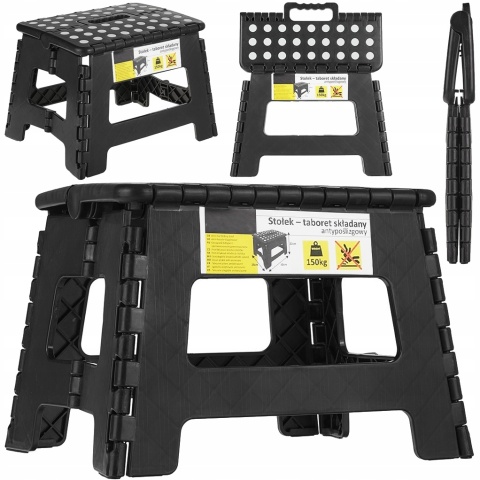 Antypoślizgowy Stołek Składany Keltin 150kg, Czarny, Kompaktowy K00398