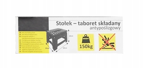 Antypoślizgowy Stołek Składany Keltin 150kg, Czarny, Kompaktowy K00398
