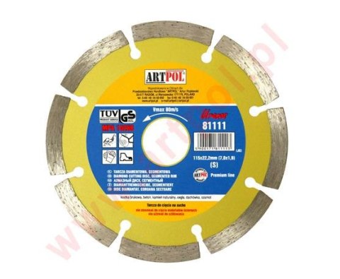 TARCZA DIAMENTOWA 115 x 22,2mm SEGMENTOWA /AR ARTPOL