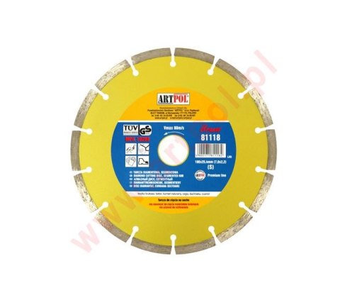 TARCZA DIAMENTOWA 180 x 25,4/22,2mm SEGMENTOWA /AR ARTPOL