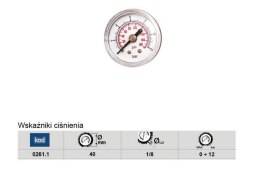 ADLER MANOMETR-WSKAŻNIK 0-12BAR 40-1/8