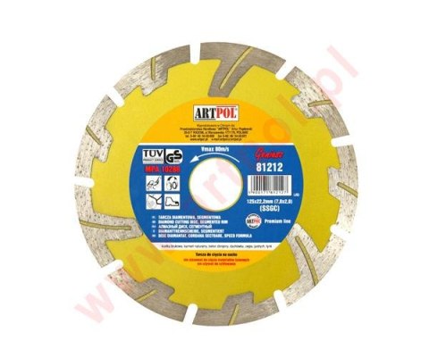 TARCZA DIAMENTOWA 125 x 22,2mm SEGMENTOWA SZYBKIE I GŁĘBOKIE CIĘCIE /AR ARTPOL